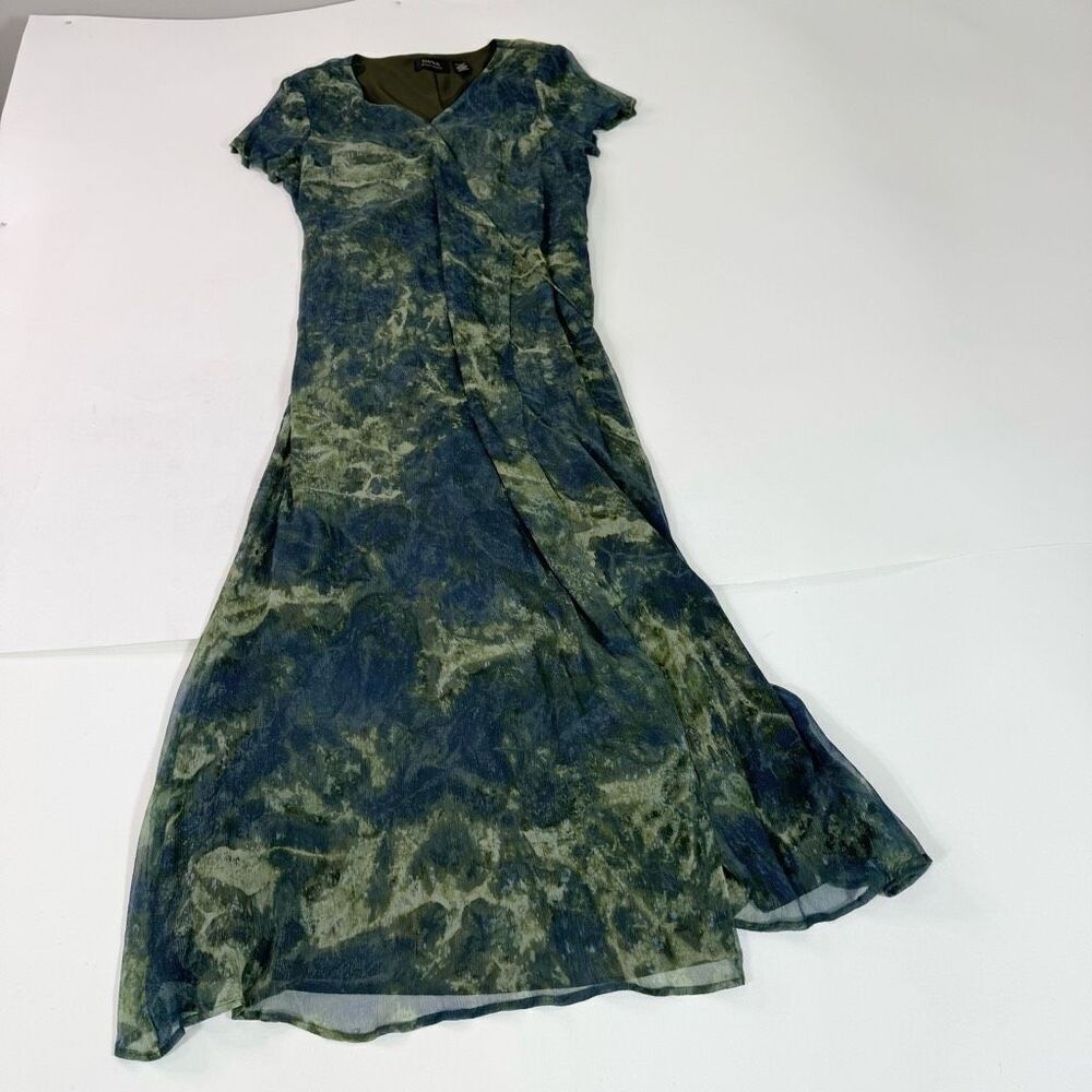 Dana Buchman Abstract Blue and Green Maxi Dress